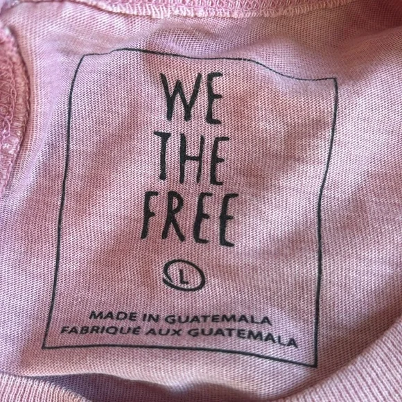 Free People We The Free Long Sleeve  Mock Neck Pink Oversized T Shirt Size Large - Picture 6 of 12
